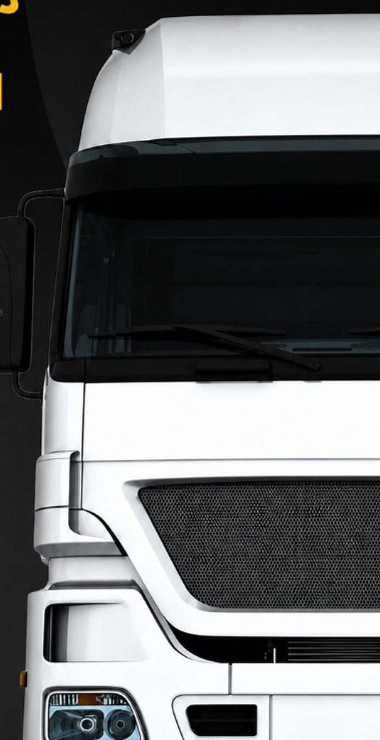 Detalhe frontal do caminhão branco da JR Auto Vidros